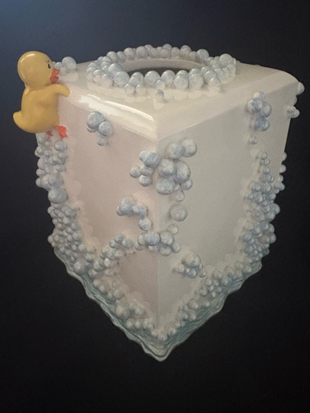 Vintage 3D Bubble Bath Tissue Box Cover Rubber Ducks Blue Bubbles Decor - Picture 5 of 13